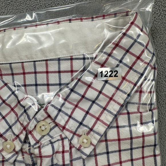 Lacoste Button Down Shirt Mens Classic Fit 45 (XL) Short Sleeve Red Plaid Pocket - Picture 7 of 7